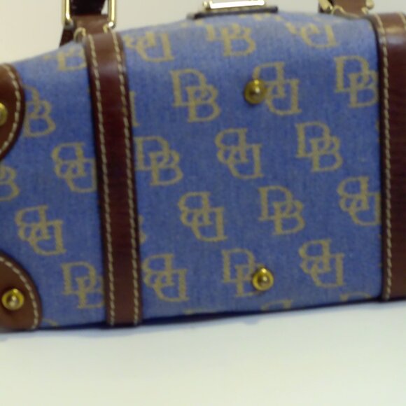 Dooney & Bourke Denium and Brown Leather Trim Satchel/Shoulder Bag, Small. - Picture 3 of 7